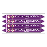 Značení potrubí, kyselina chlorovodíková,4 ks, 250 × 26 mm